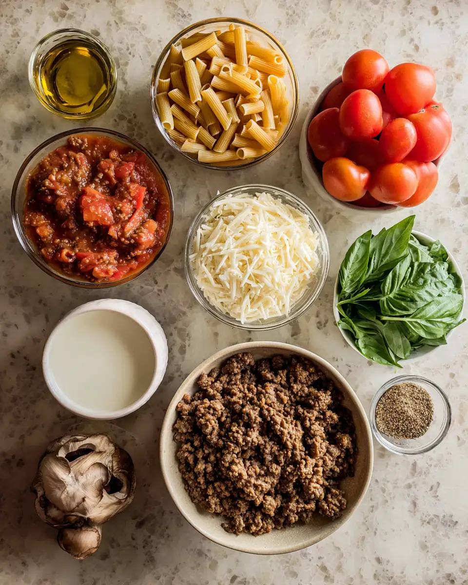 One-Pan Wonder: Creamy Beef Pasta Skillet Delight 4 Ingredients for One-Pan Wonder: Creamy Beef Pasta Skillet Delight