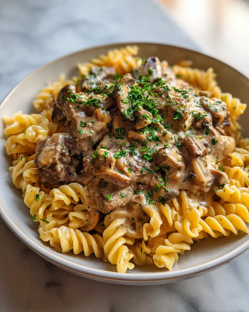 Indulge in the Ultimate Comfort: Creamy Beef Stroganoff Pasta Delight 6 Final dish - Indulge in the Ultimate Comfort: Creamy Beef Stroganoff Pasta Delight