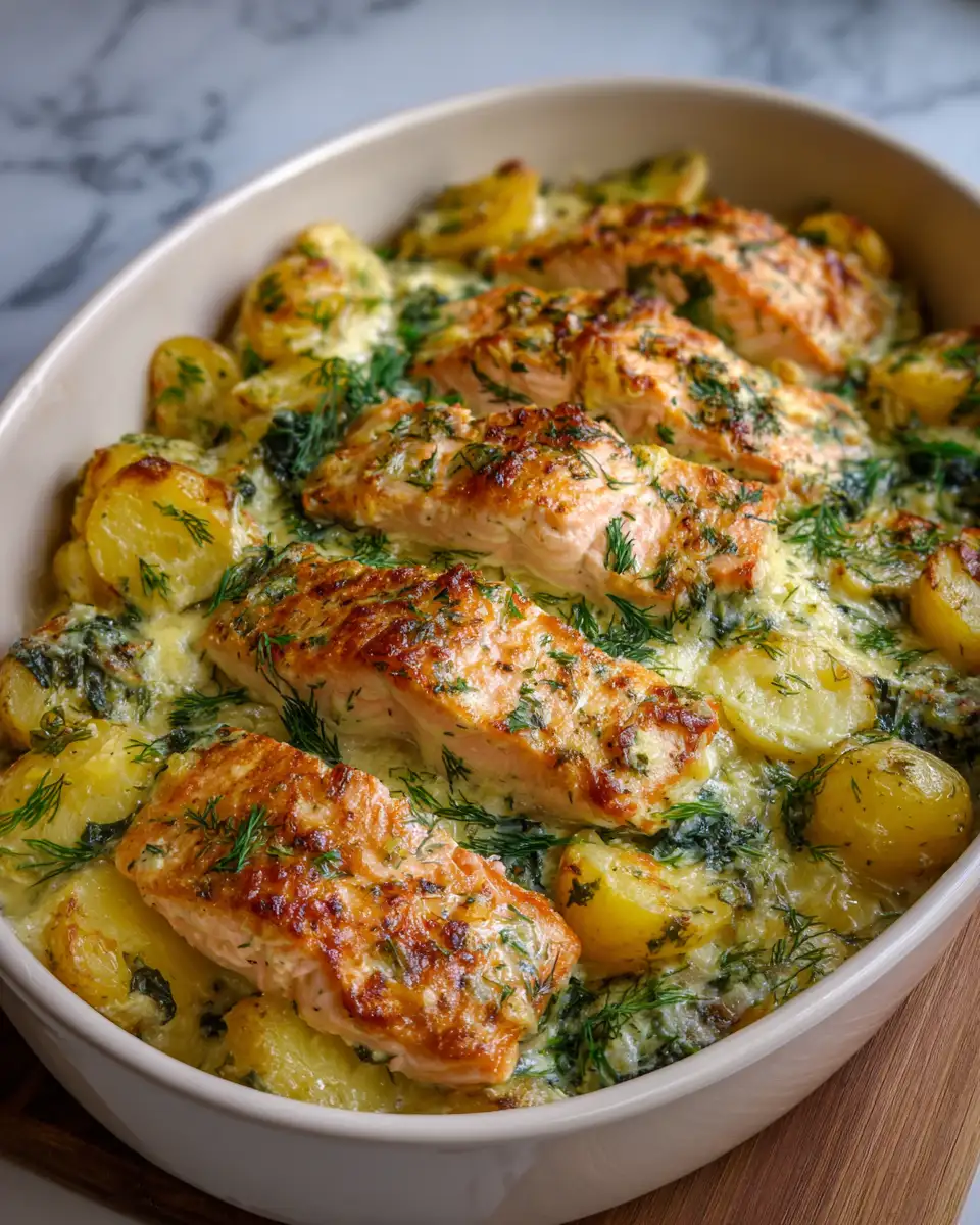Decadent Delights: Creamy Dill Salmon Potato Bake for Cozy Nights 6 Final dish - Decadent Delights: Creamy Dill Salmon Potato Bake for Cozy Nights