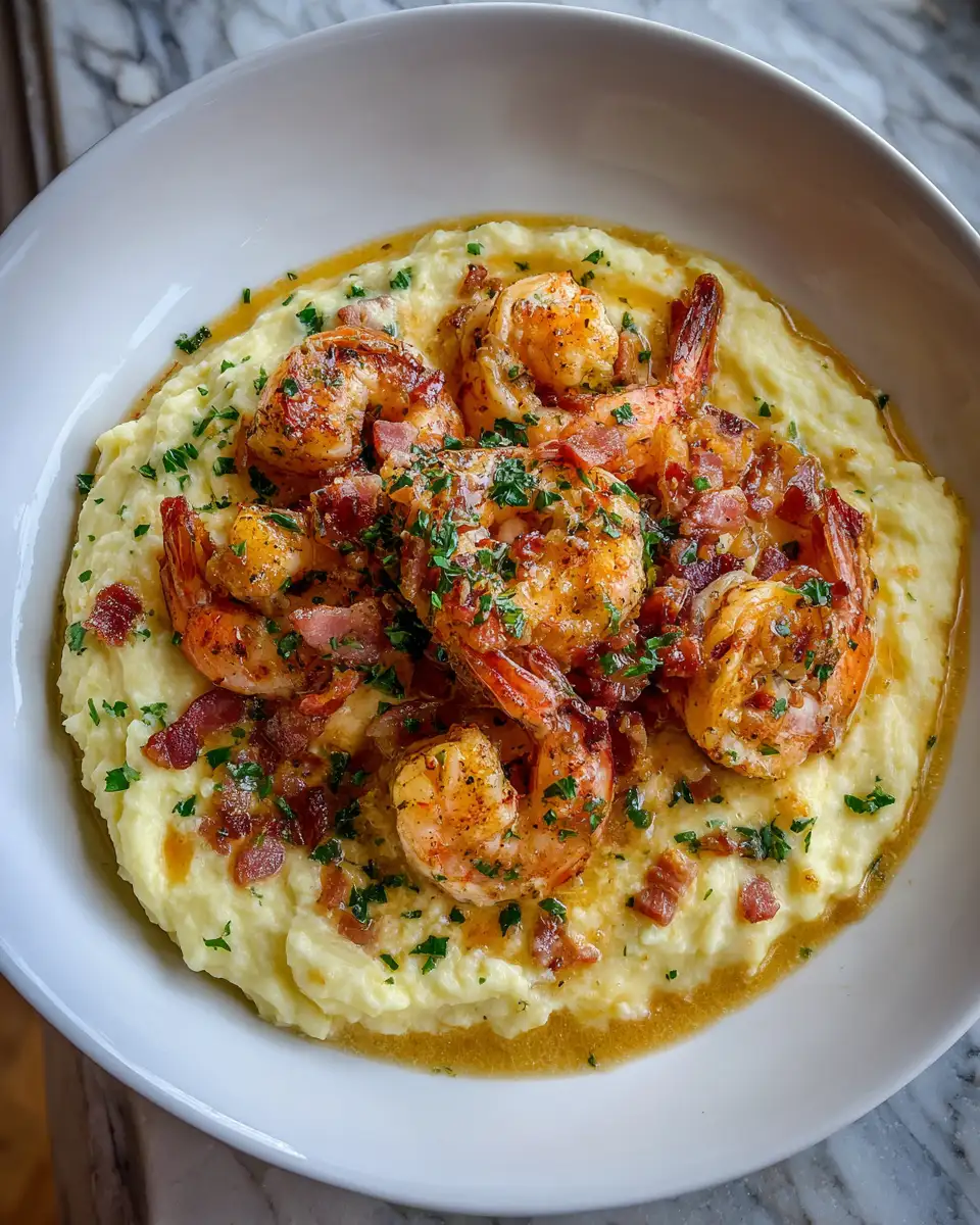Decadent Creamy Garlic Shrimp Over Heavenly Mashed Potatoes 6 Final dish - Decadent Creamy Garlic Shrimp Over Heavenly Mashed Potatoes