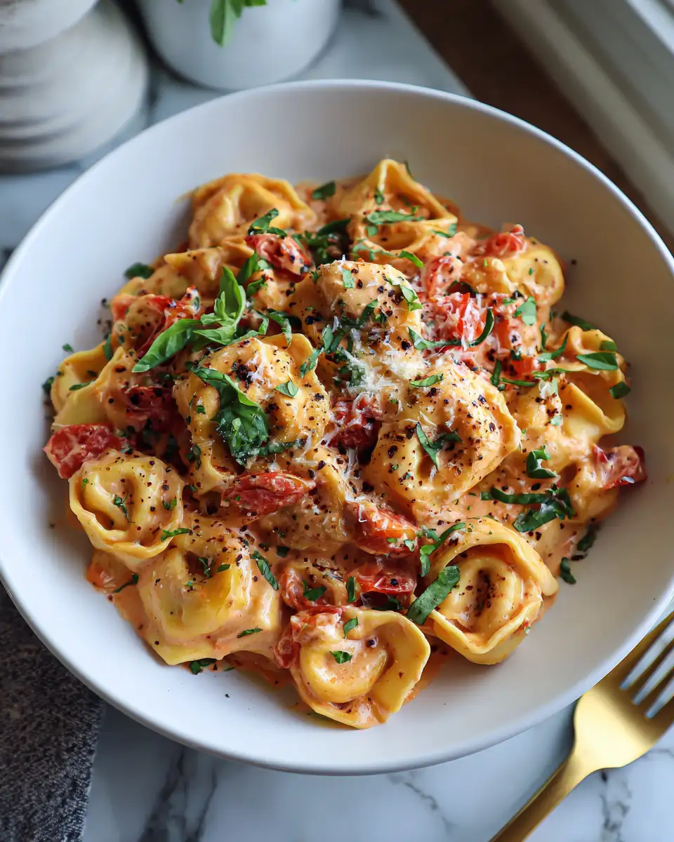 Indulge in the Irresistible Flavors of Creamy Garlic Tomato Tortellini - Featured Image