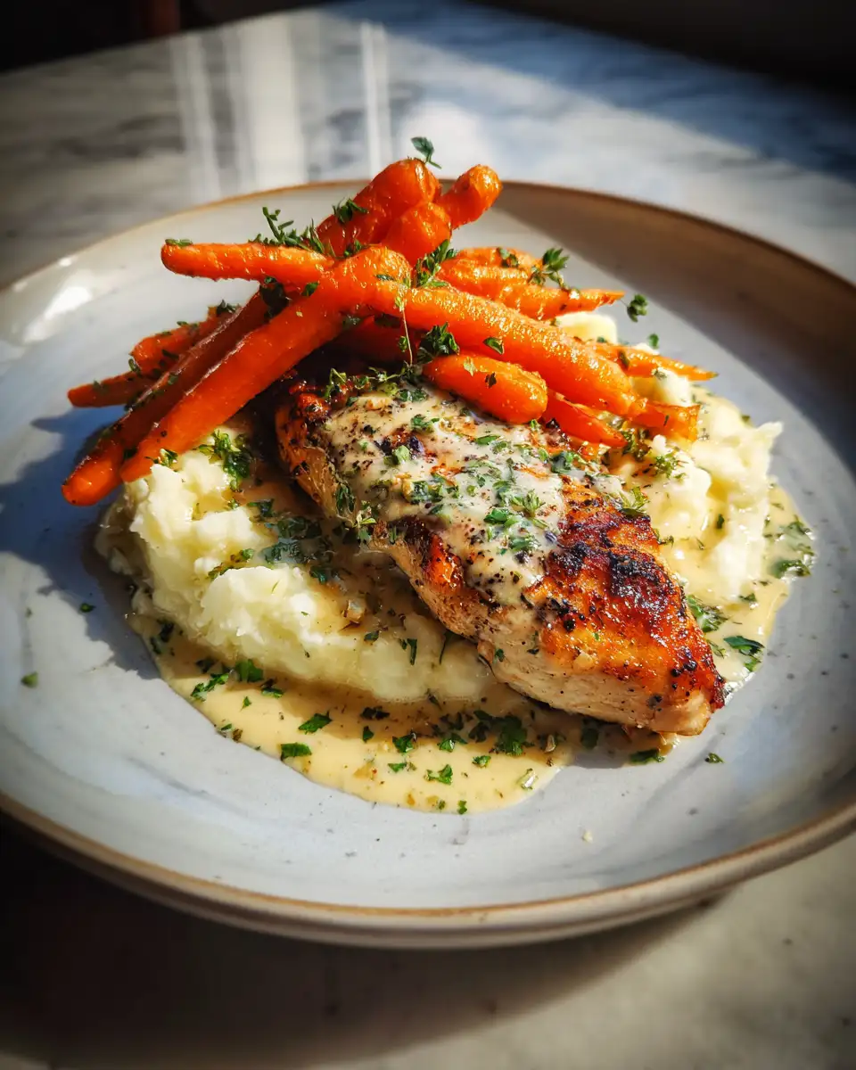 Savor the Comfort: Creamy Herb Chicken with Lush Mashed Potatoes and Honey-Glazed Carrots - Featured Image