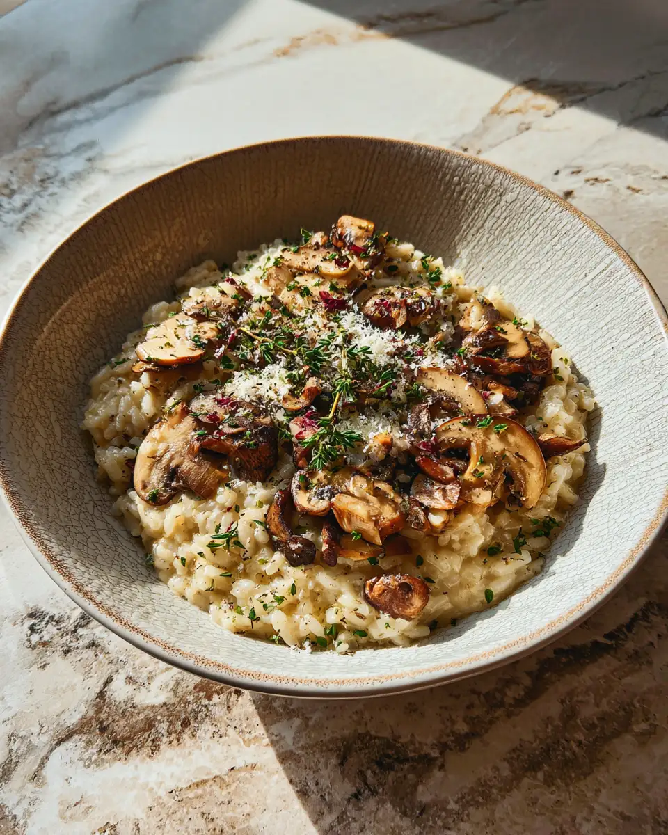 Creamy Mushroom Garlic Risotto: A Luxurious Taste of Comfort in Every Bite 6 Final dish - Creamy Mushroom Garlic Risotto: A Luxurious Taste of Comfort in Every Bite