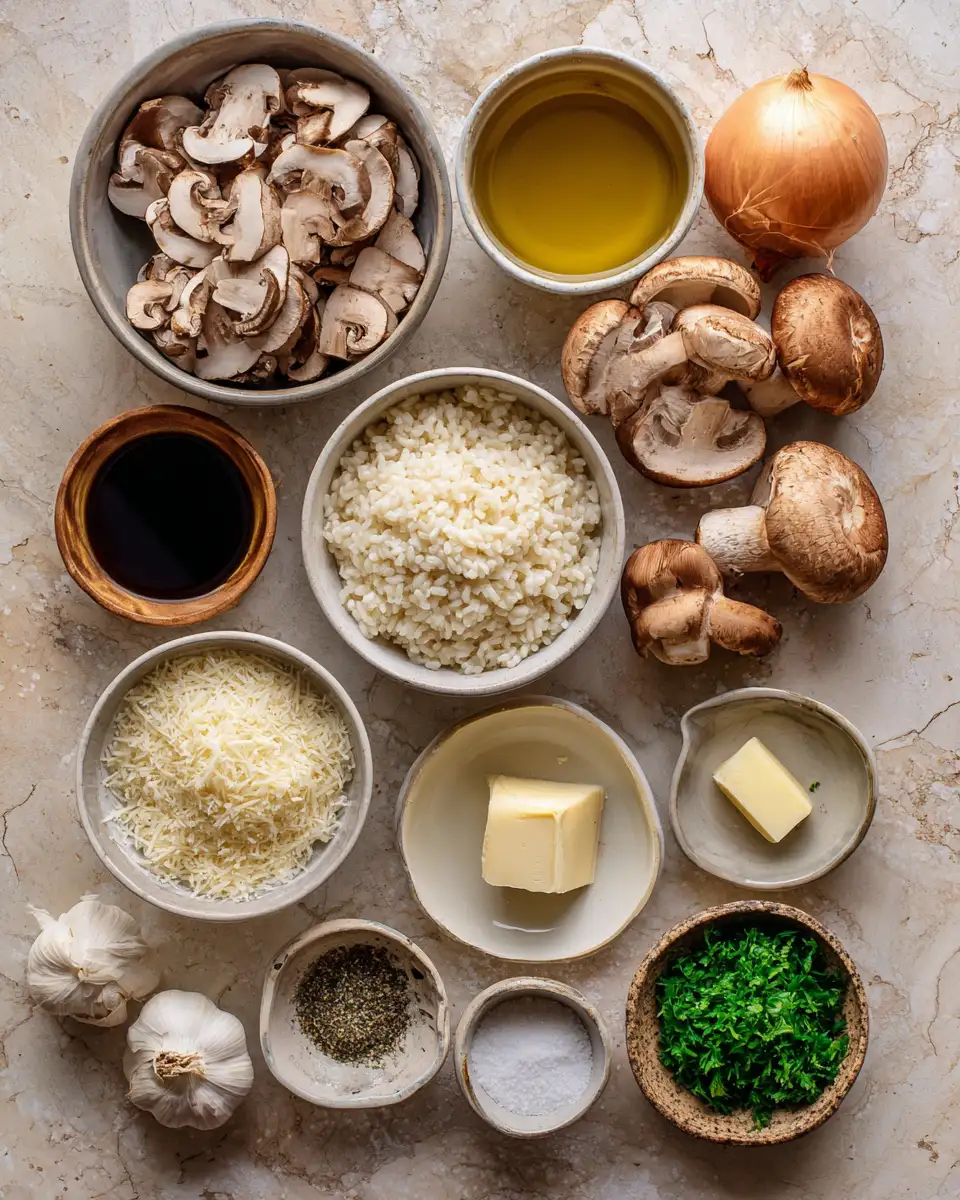 Creamy Mushroom Garlic Risotto: A Luxurious Taste of Comfort in Every Bite 4 Ingredients for Creamy Mushroom Garlic Risotto: A Luxurious Taste of Comfort in Every Bite