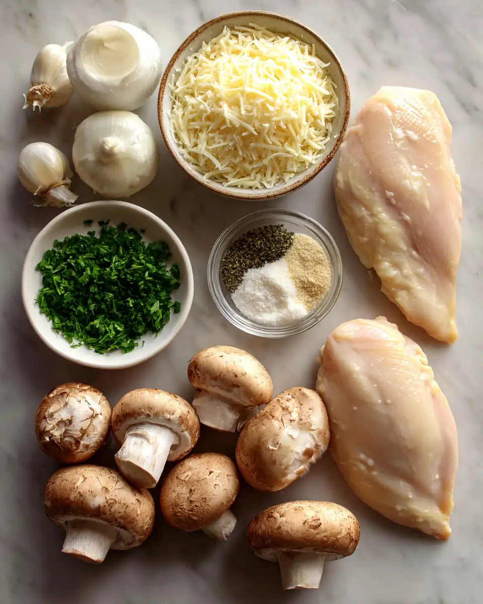 Ingredients for Decadent Delights: Creamy Parmesan Mushroom Chicken Magic