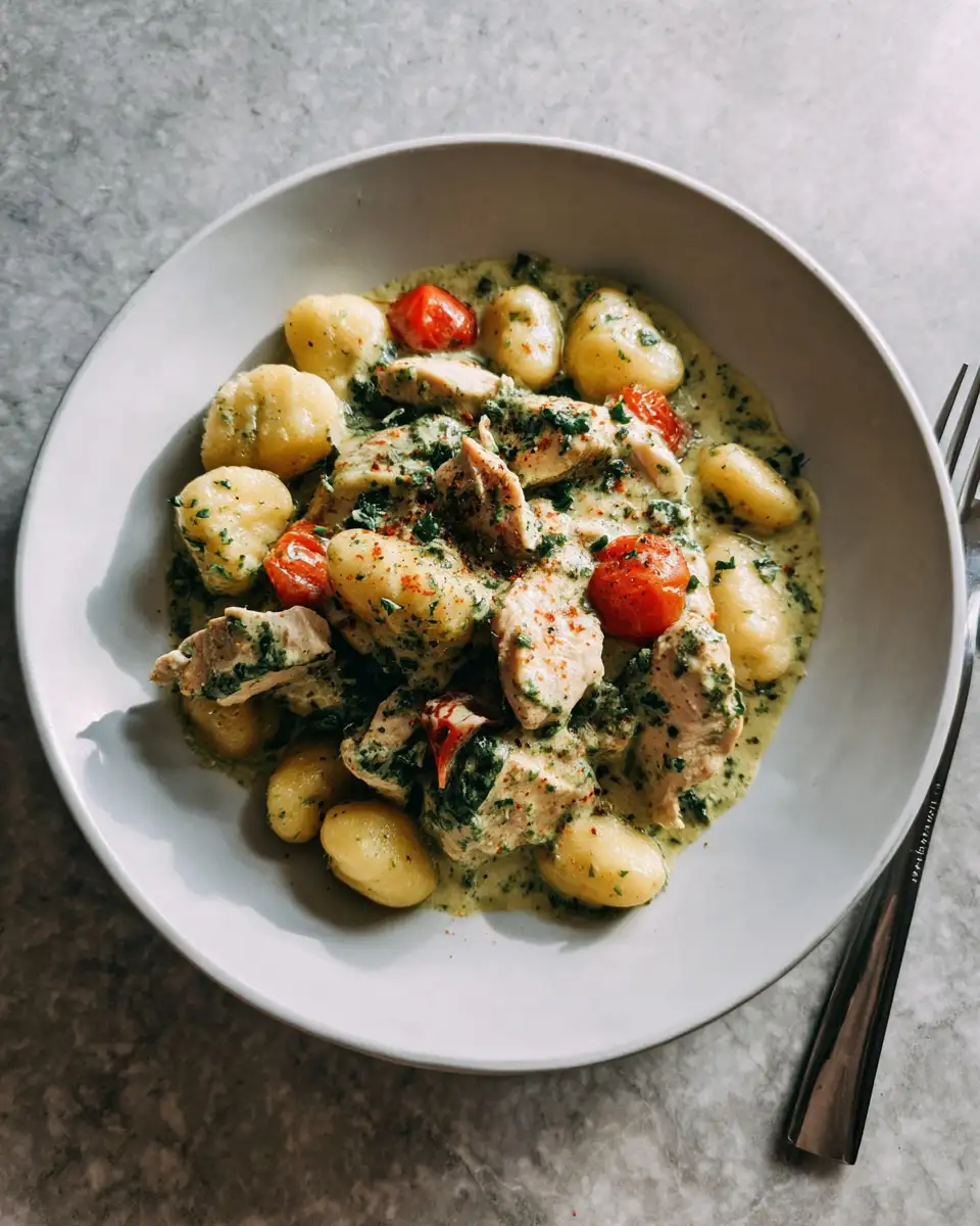 Irresistibly Delicious Creamy Pesto Chicken Gnocchi Recipe - Featured Image