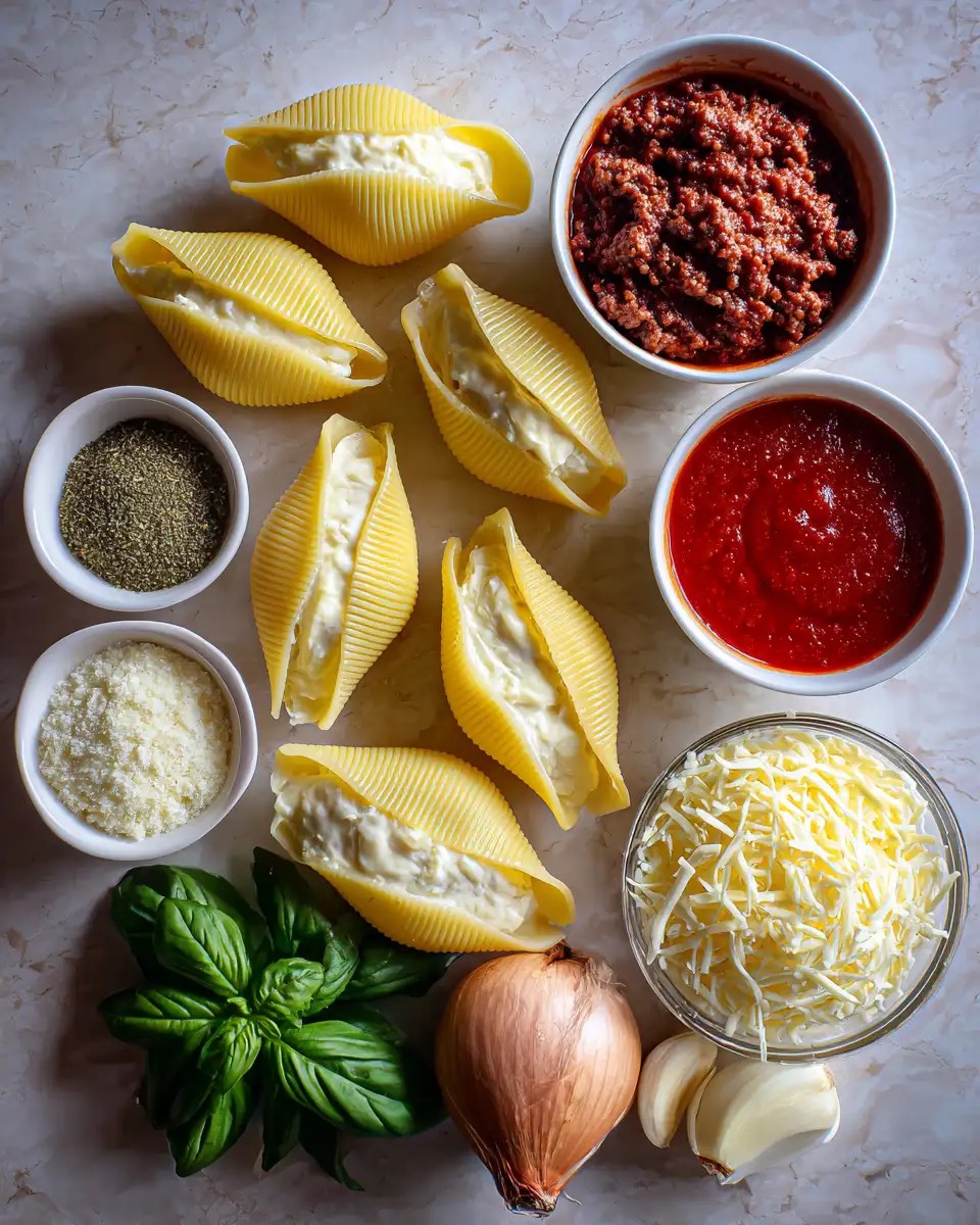 Irresistibly Creamy Ricotta Beef Stuffed Shells for a Comforting Feast 4 Ingredients for Irresistibly Creamy Ricotta Beef Stuffed Shells for a Comforting Feast
