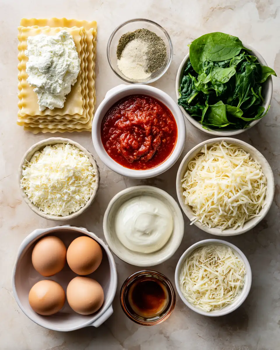 Irresistibly Delicious: Discover the Magic of Creamy Spinach Ricotta Lasagna 4 Ingredients for Irresistibly Delicious: Discover the Magic of Creamy Spinach Ricotta Lasagna