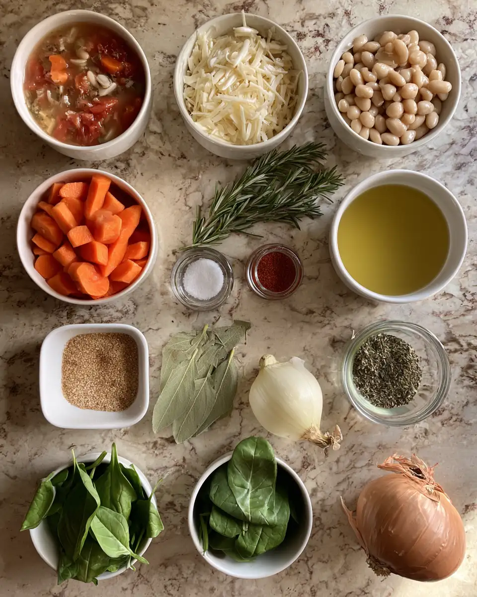 Ingredients for Warm Your Soul with Creamy Tuscan White Bean Soup Delight