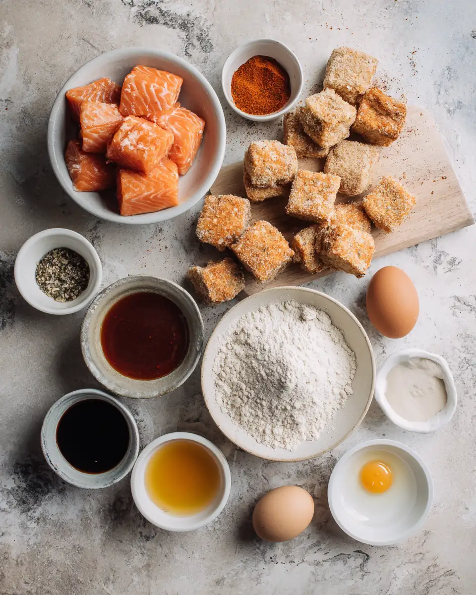 Ingredients for Sizzle and Spice: Dive into Crispy Hot Honey Salmon Bites