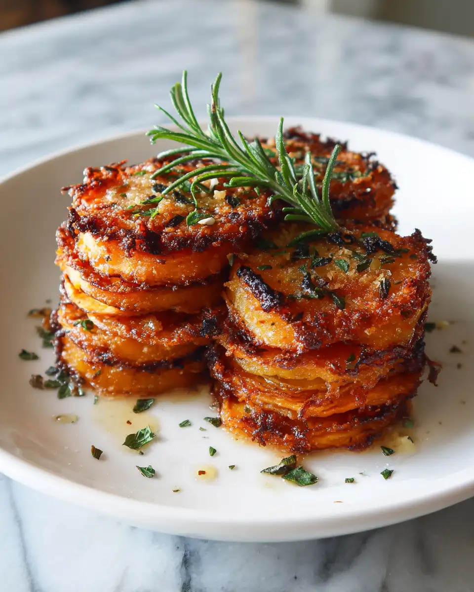 Final dish - Crispy Parmesan Sweet Potato Stacks: Your New Favorite Side Dish Delight