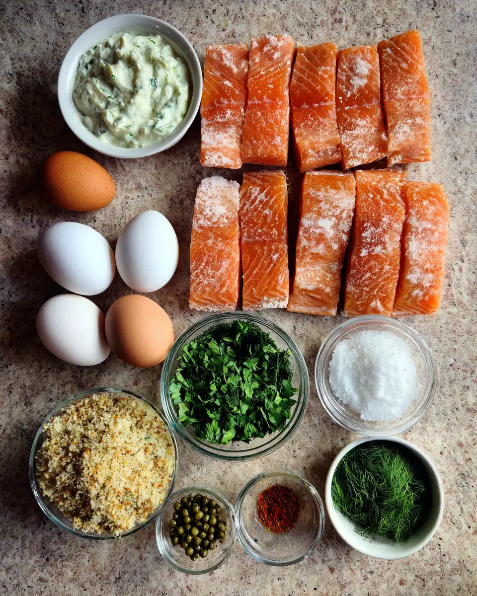 Ingredients for Crispy Salmon Strips and Herb Tartar Dip That Will Transform Your Dinner Routine