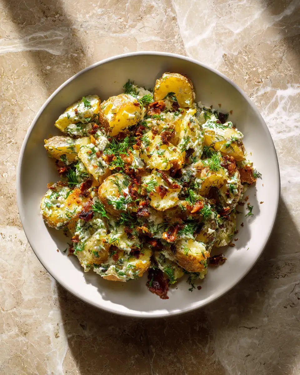 Final dish - Crispy Smashed Potato Salad: The Ultimate Crunchy Comfort Dish