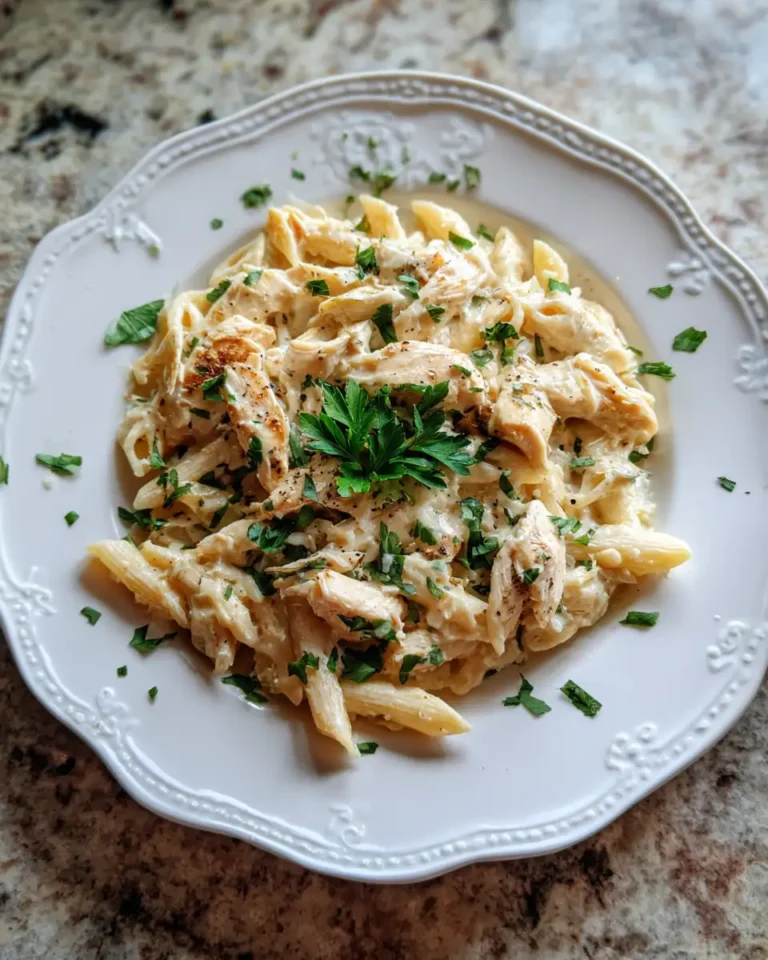 Irresistibly Creamy Crockpot Garlic Chicken Pasta Delight - Featured Image