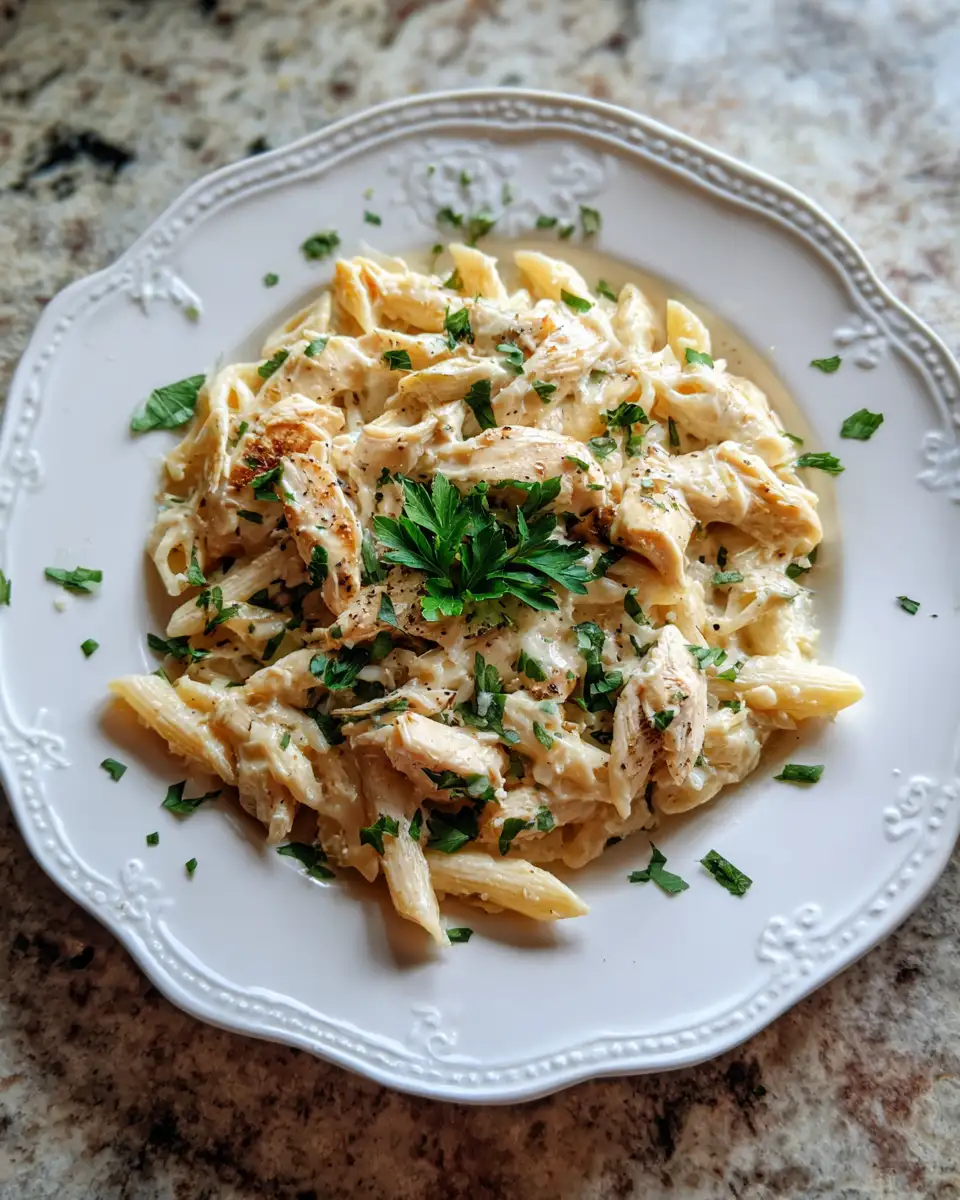 Irresistibly Creamy Crockpot Garlic Chicken Pasta Delight - Featured Image