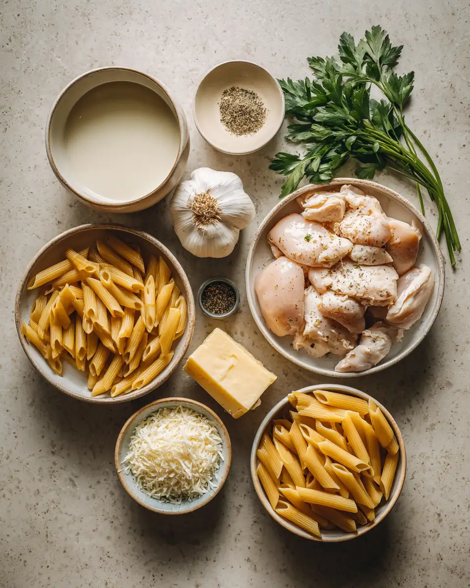 Irresistibly Creamy Crockpot Garlic Chicken Pasta Delight 4 Ingredients for Irresistibly Creamy Crockpot Garlic Chicken Pasta Delight