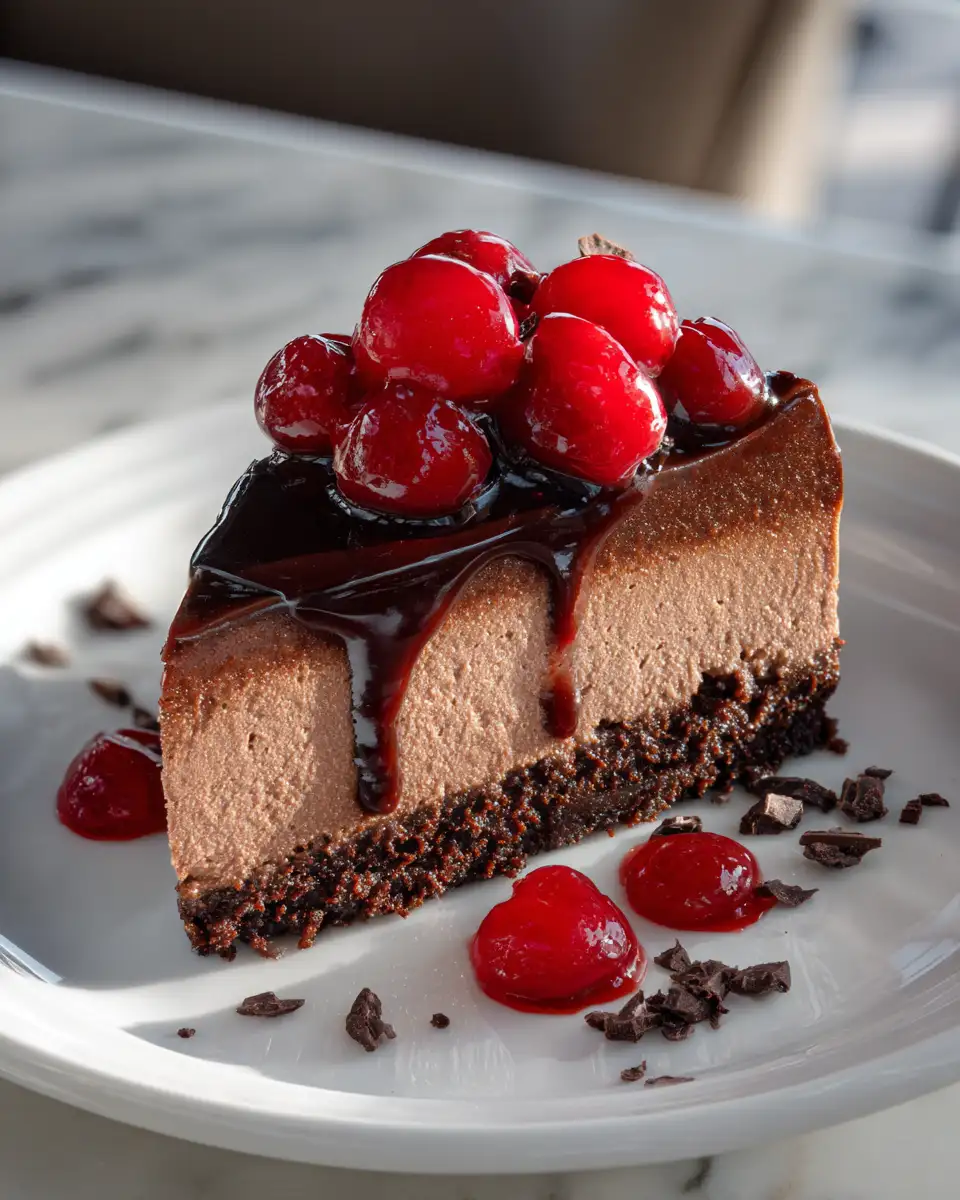 Final dish - Decadent Delight: Dark Chocolate Cherry Cheesecake Bliss