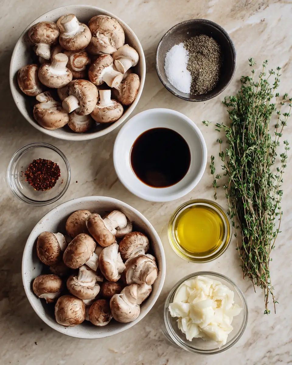 Ingredients for Savor Simplicity with Easy Balsamic Garlic Mushrooms
