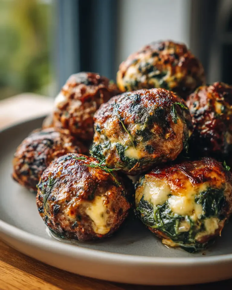Unleash Flavor with Spinach Garlic Meatballs Stuffed With Mozzarella - Featured Image
