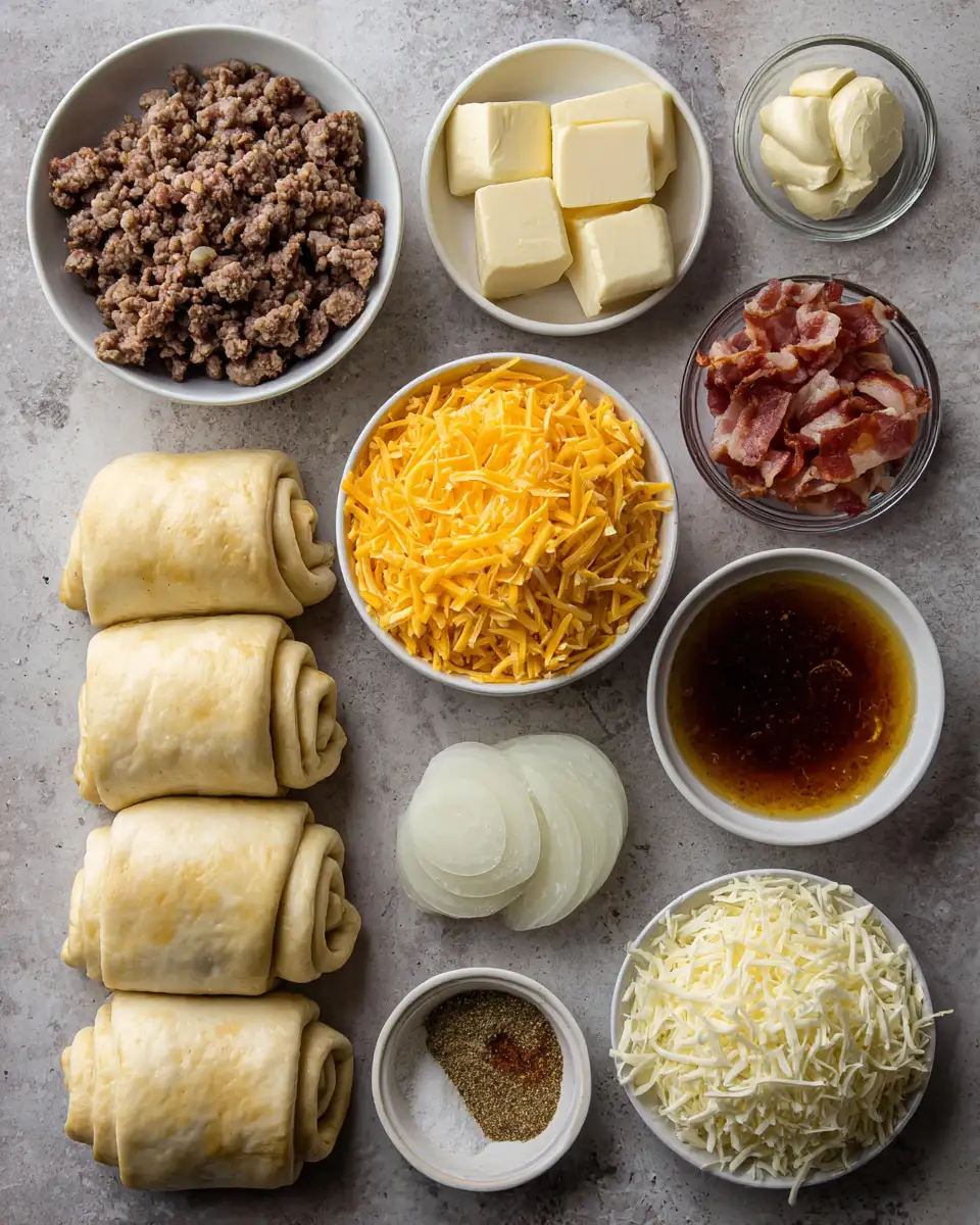 Ingredients for Savor the Flavor: Garlic Butter Bacon Cheeseburger Rollups Unleashed