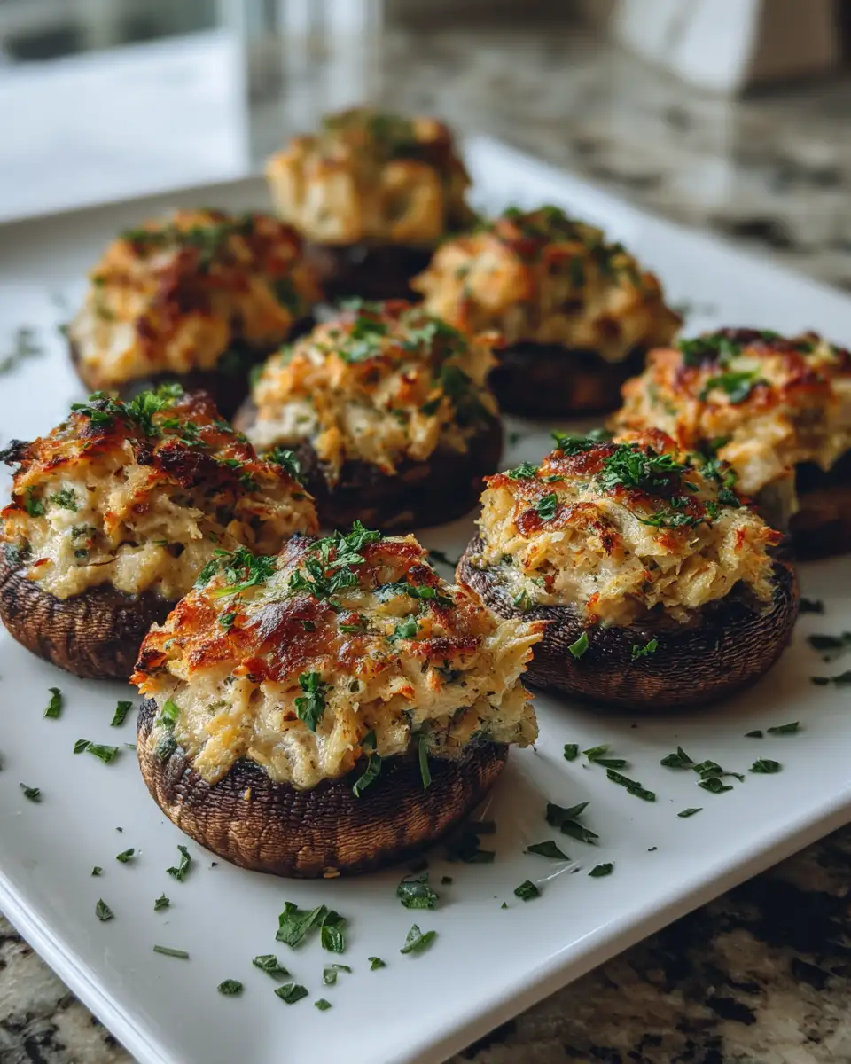 Final dish - Irresistibly Delicious: Garlic Butter Crab Stuffed Mushrooms Explosion
