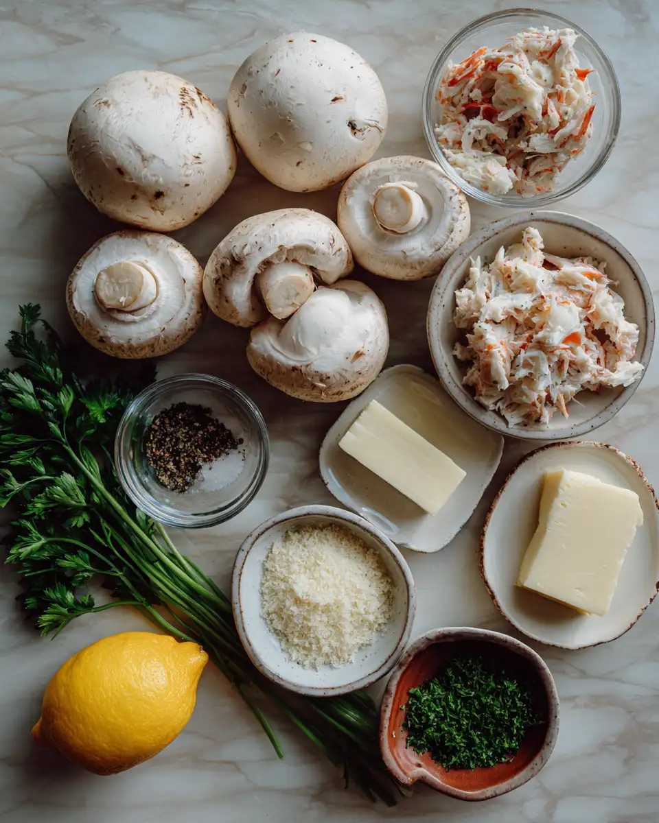 Ingredients for Irresistibly Delicious: Garlic Butter Crab Stuffed Mushrooms Explosion