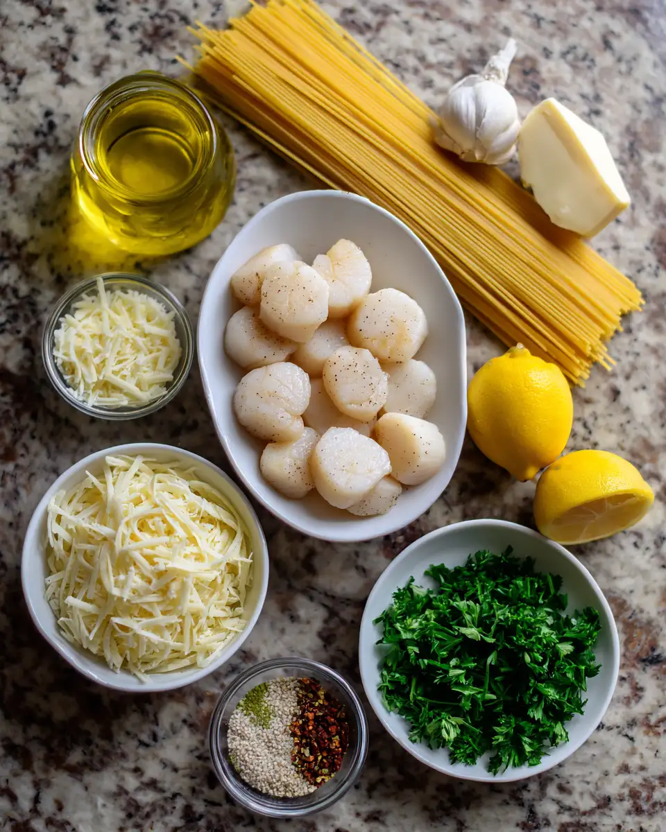 Ingredients for Decadent Garlic Butter Scallop Linguine: A Gourmet Delight
