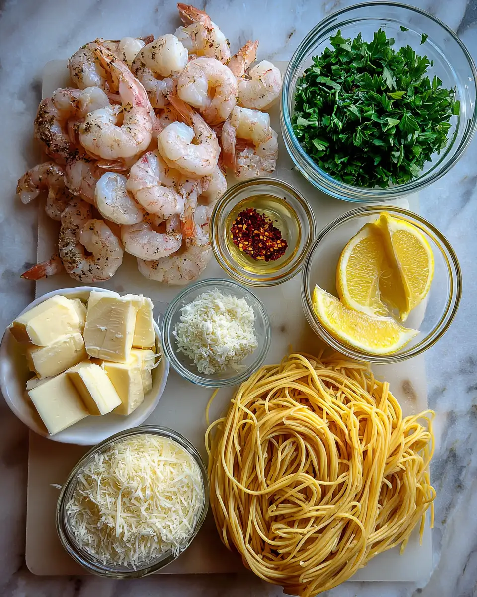 Ingredients for Savor the Flavor: Irresistible Garlic Butter Shrimp Pasta Delight