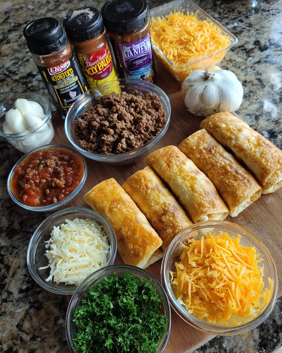 Ingredients for Irresistible Garlic Cheeseburger Rollups for the Ultimate Comfort Food Experience