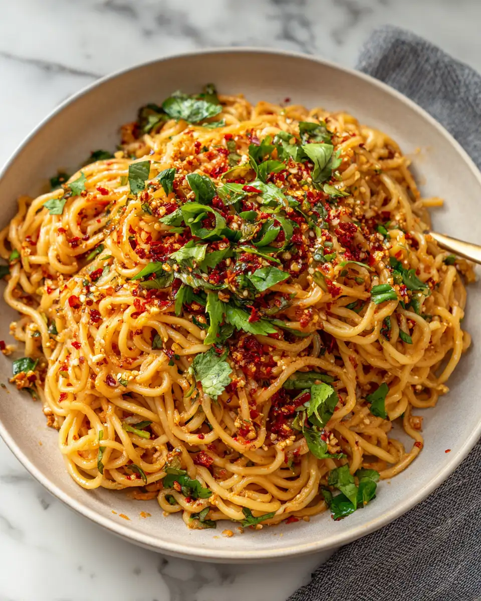 Savor the Spice: Irresistible Garlic Chili Crunch Noodles - Featured Image