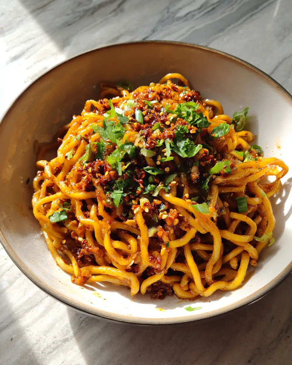 Final dish - Savor the Spice: Irresistible Garlic Chili Crunch Noodles