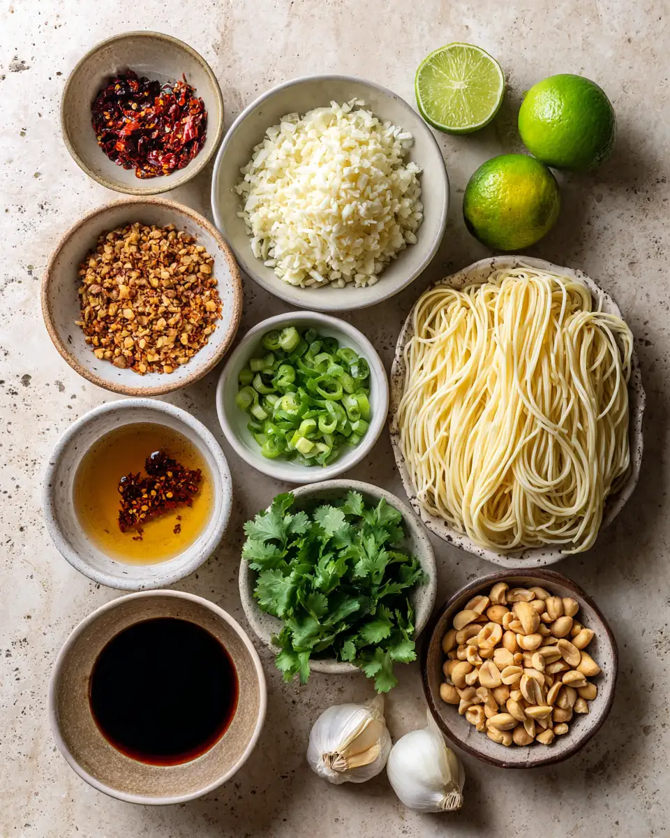 Ingredients for Savor the Spice: Irresistible Garlic Chili Crunch Noodles