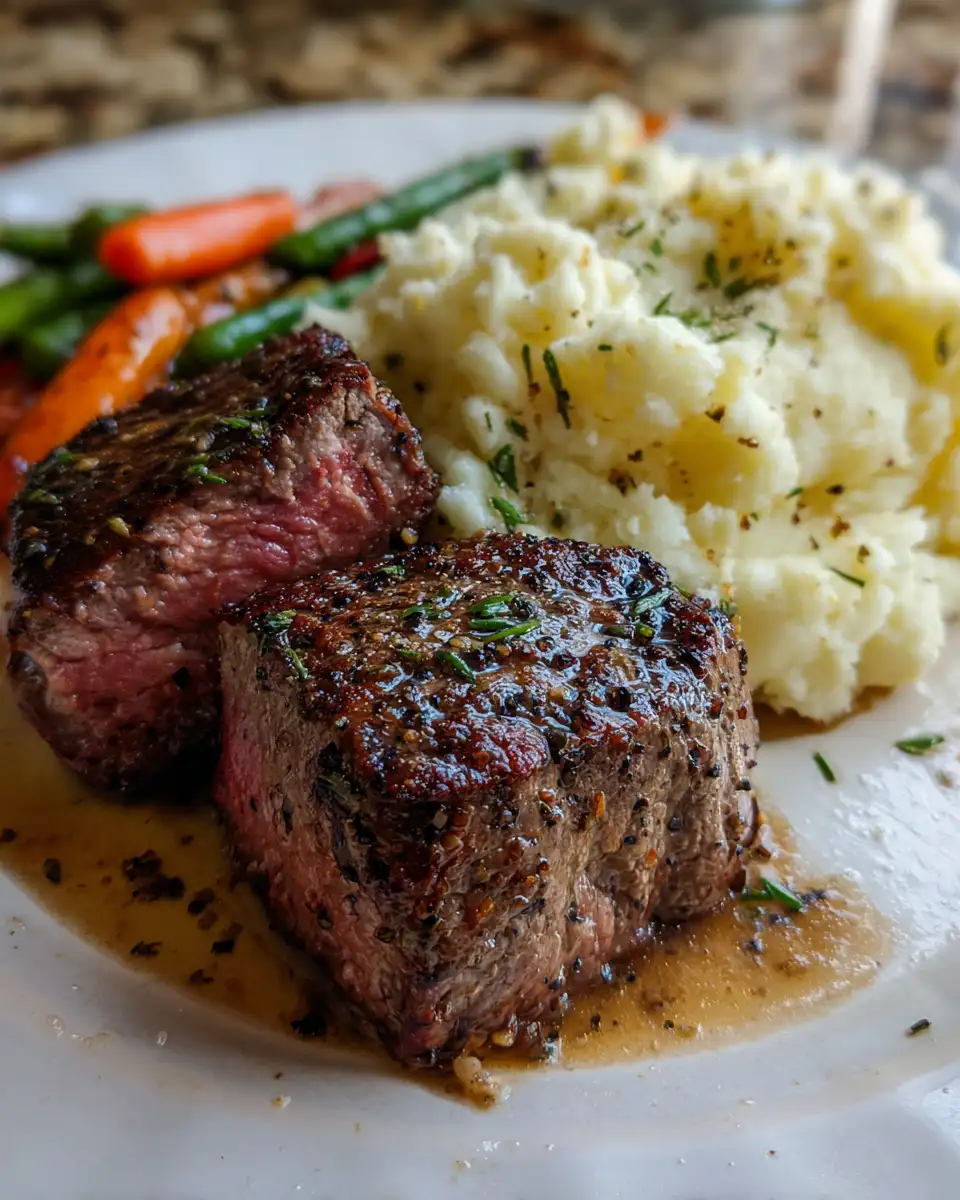 Savor the Flavor: Garlic Pepper Steak Medallions and Buttery Mashed Potatoes Delight - Featured Image