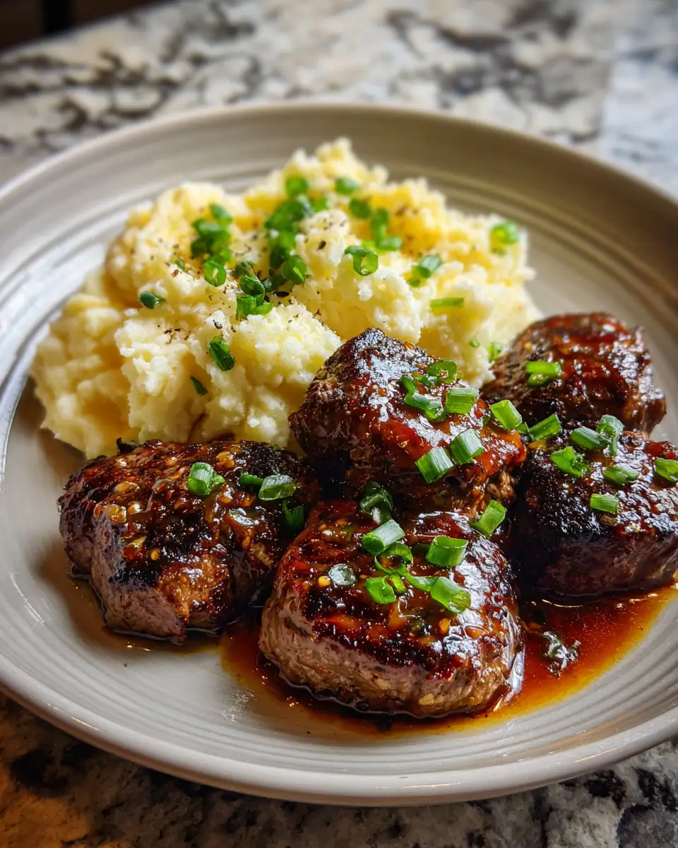Savor the Flavor: Garlic Pepper Steak Medallions and Buttery Mashed Potatoes Delight 6 Final dish - Savor the Flavor: Garlic Pepper Steak Medallions and Buttery Mashed Potatoes Delight