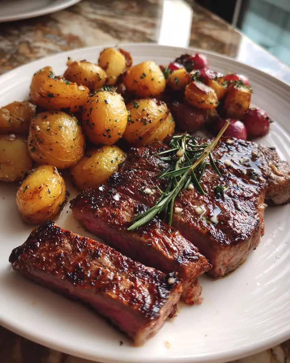 Savor the Perfect Harmony of Garlic Steak and Potatoes 6 Final dish - Savor the Perfect Harmony of Garlic Steak and Potatoes
