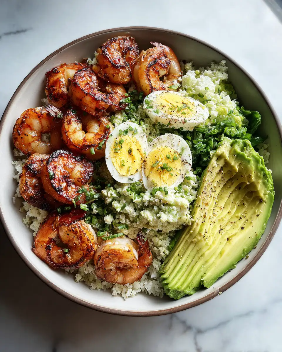 Final dish - Savor the Flavor: Grilled Shrimp Bowl with Avocado Delight