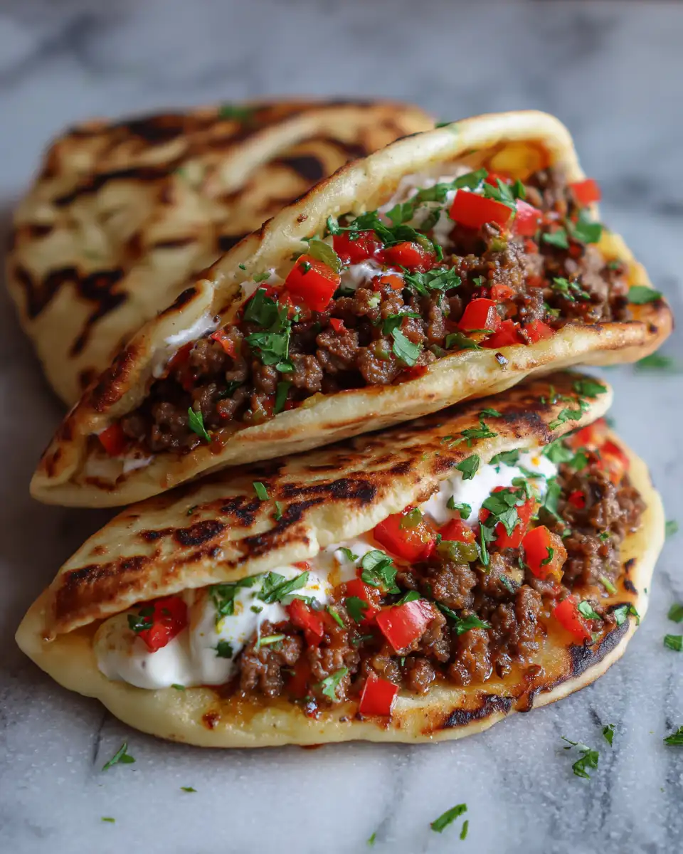 Final dish - Sizzling Ground Beef Pita Pockets: Your New Weeknight Favorite