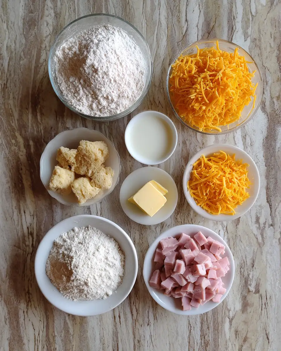 Irresistible Ham Cheese Butter Biscuits: A Savory Delight 4 Ingredients for Irresistible Ham Cheese Butter Biscuits: A Savory Delight