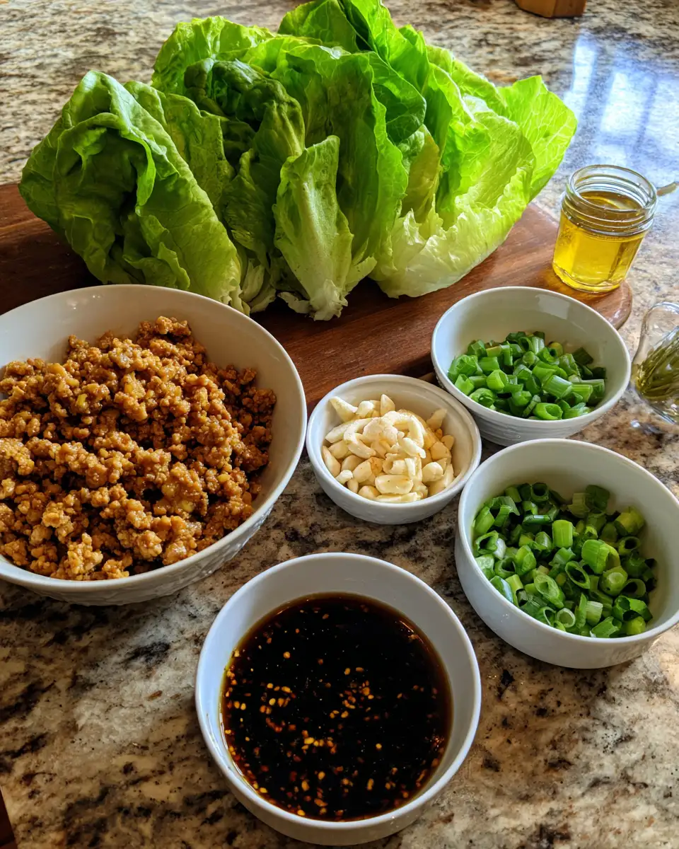 Ingredients for Irresistible Honey Garlic Chicken Lettuce Wraps for a Flavorful Feast