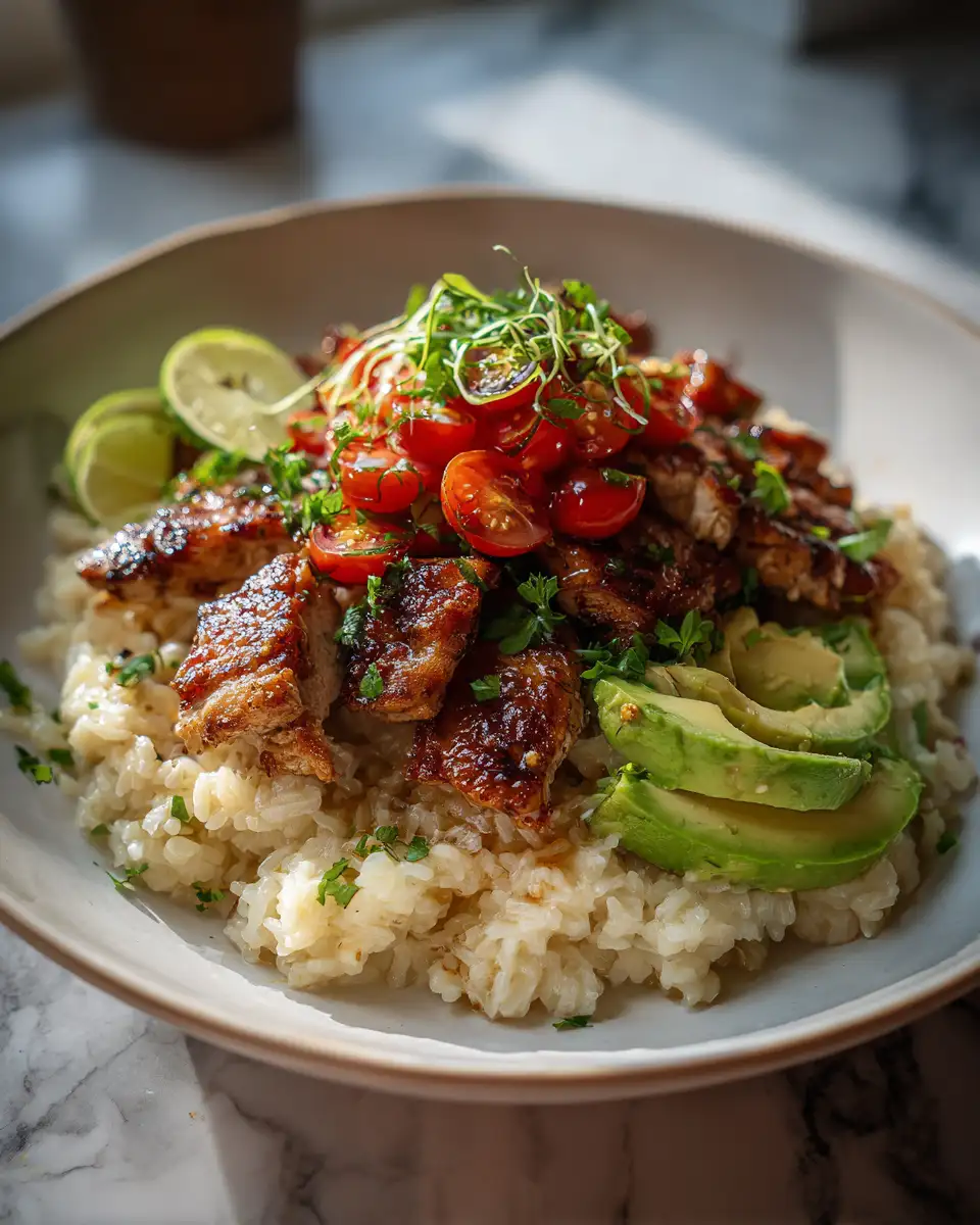 Zesty Honey Lime Chicken & Avocado Rice: A Flavorful Fiesta in Your Bowl 6 Final dish - Zesty Honey Lime Chicken & Avocado Rice: A Flavorful Fiesta in Your Bowl