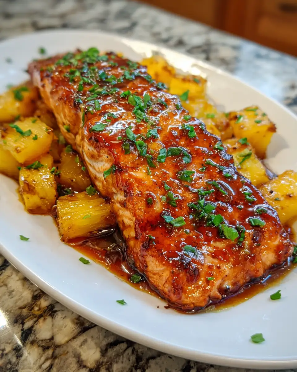 Final dish - Sweet and Savory Delight: Honey Pineapple Glazed Salmon Recipe