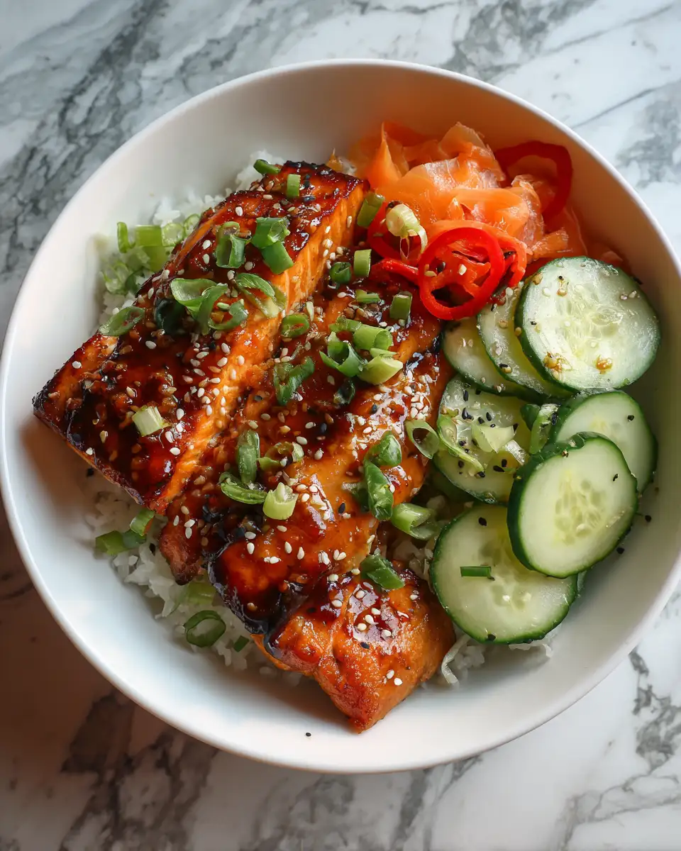 Sweet Symphony: Honey Sesame Glazed Salmon Bowls That Dance on Your Taste Buds 6 Final dish - Sweet Symphony: Honey Sesame Glazed Salmon Bowls That Dance on Your Taste Buds
