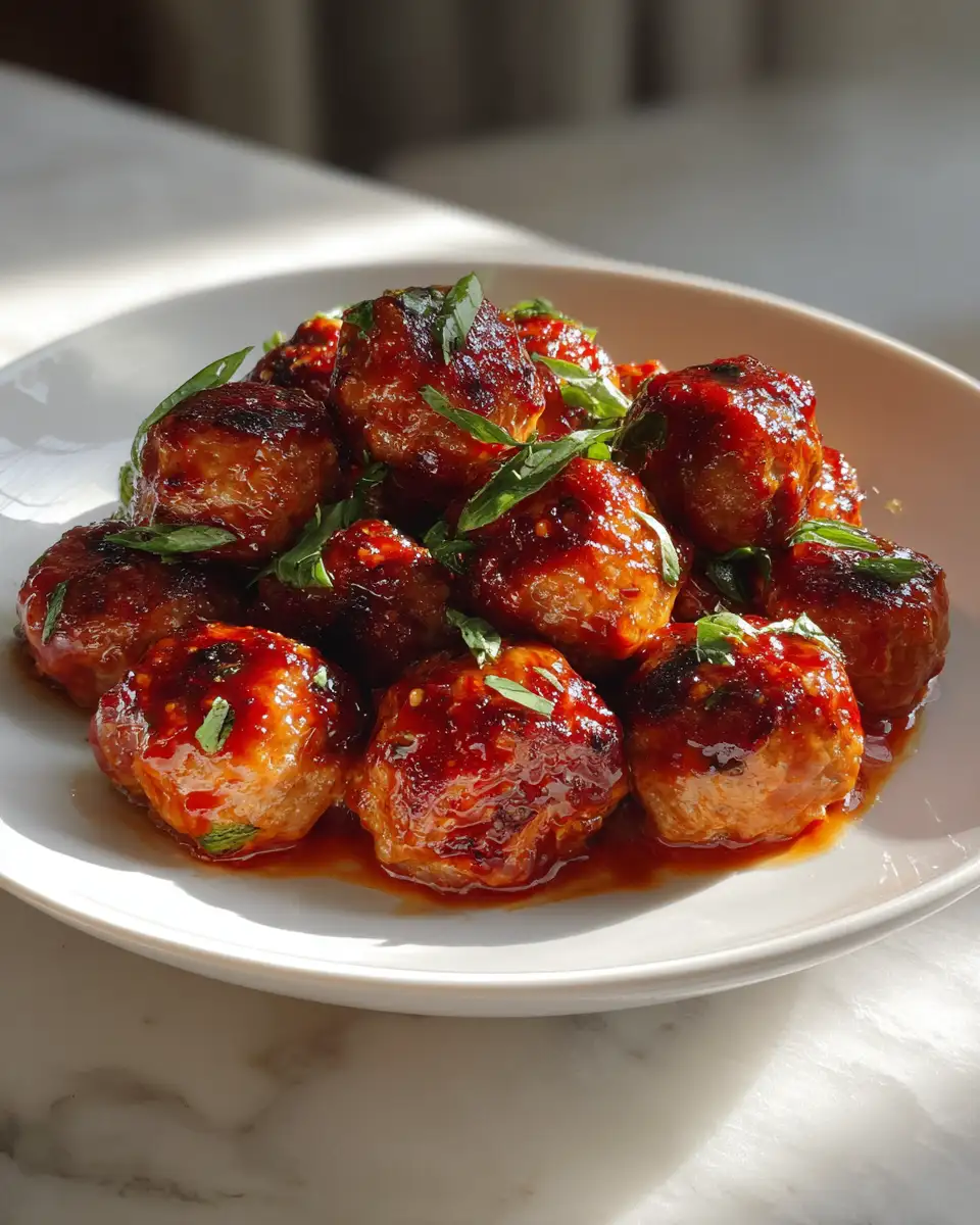 Final dish - Spice Up Your Dinner with Irresistible Honey Sriracha Turkey Meatballs