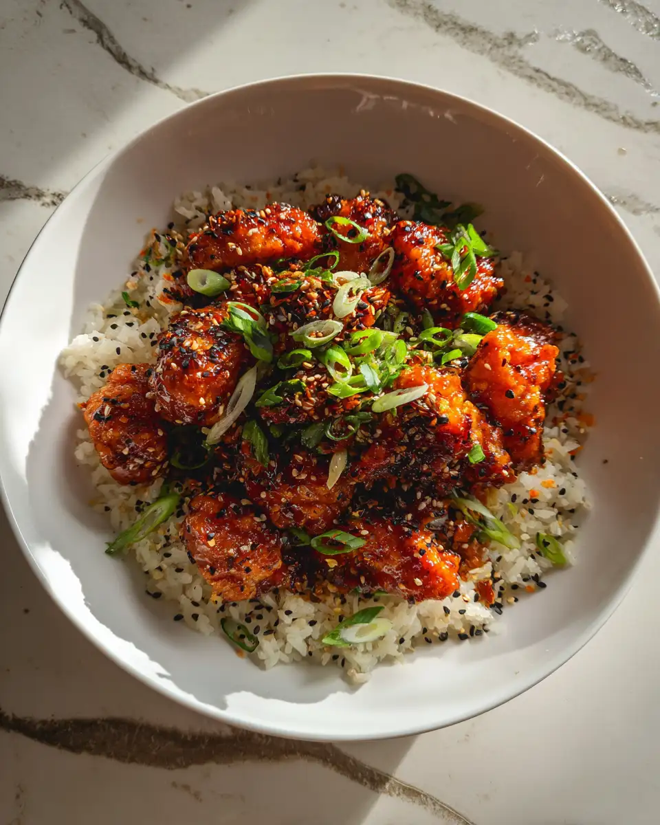 Final dish - Savor the Sweet Heat: Hot Honey Crispy Chicken Bowl Delight