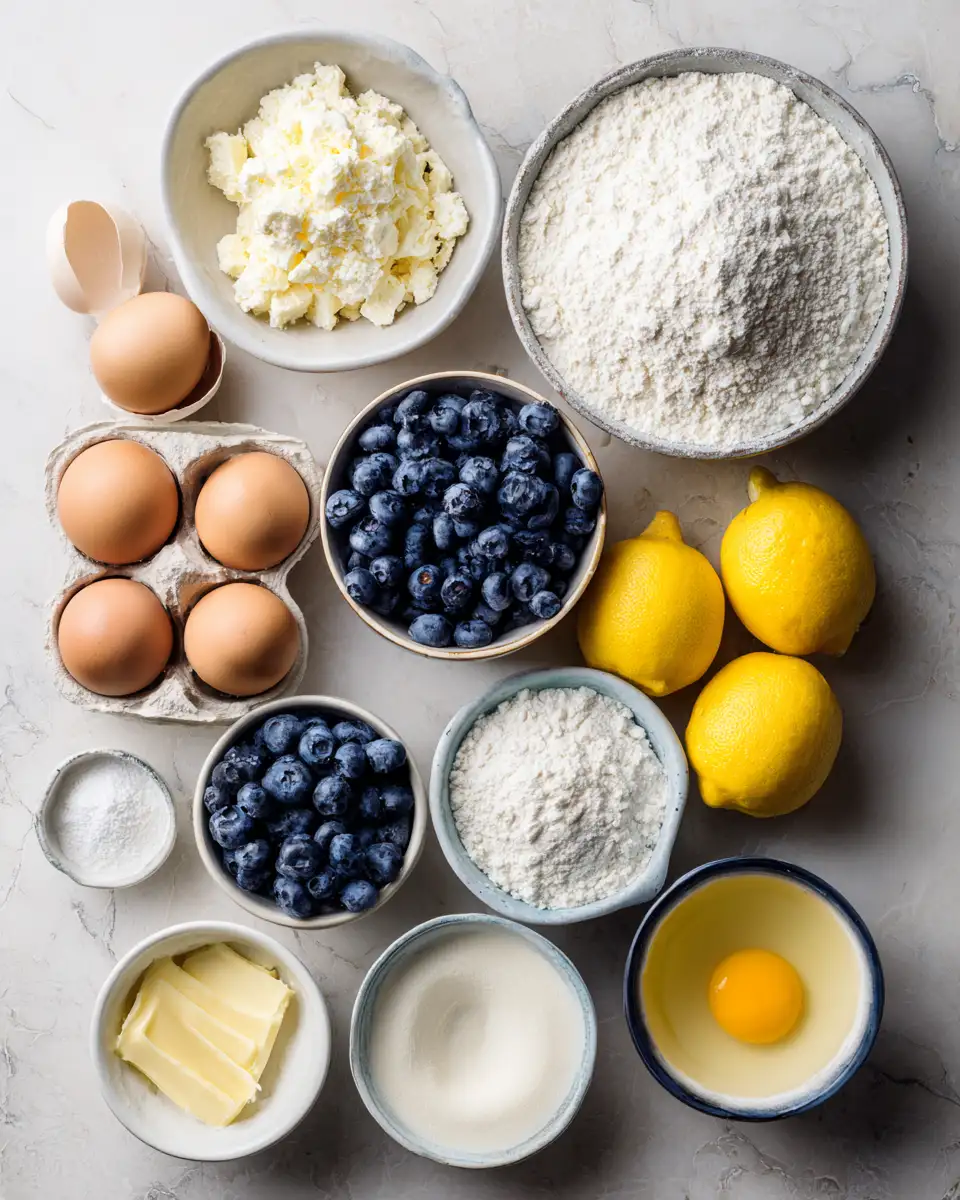 Ingredients for Zesty Bliss: Discover the Magic of Lemon Blueberry Ricotta Cake