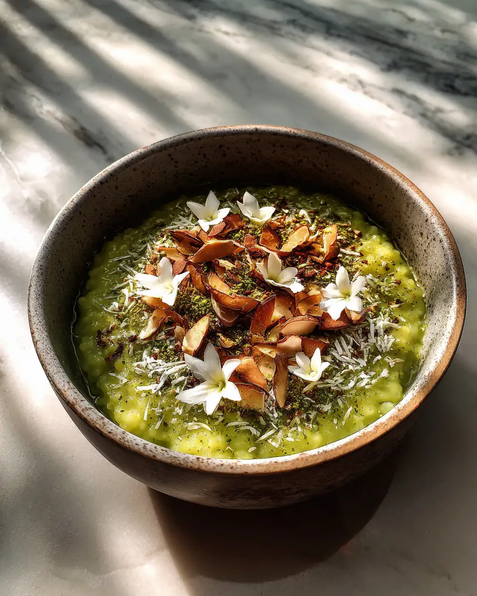 Final dish - Creamy Matcha Coconut Rice Pudding: A Tropical Twist on a Classic Dessert