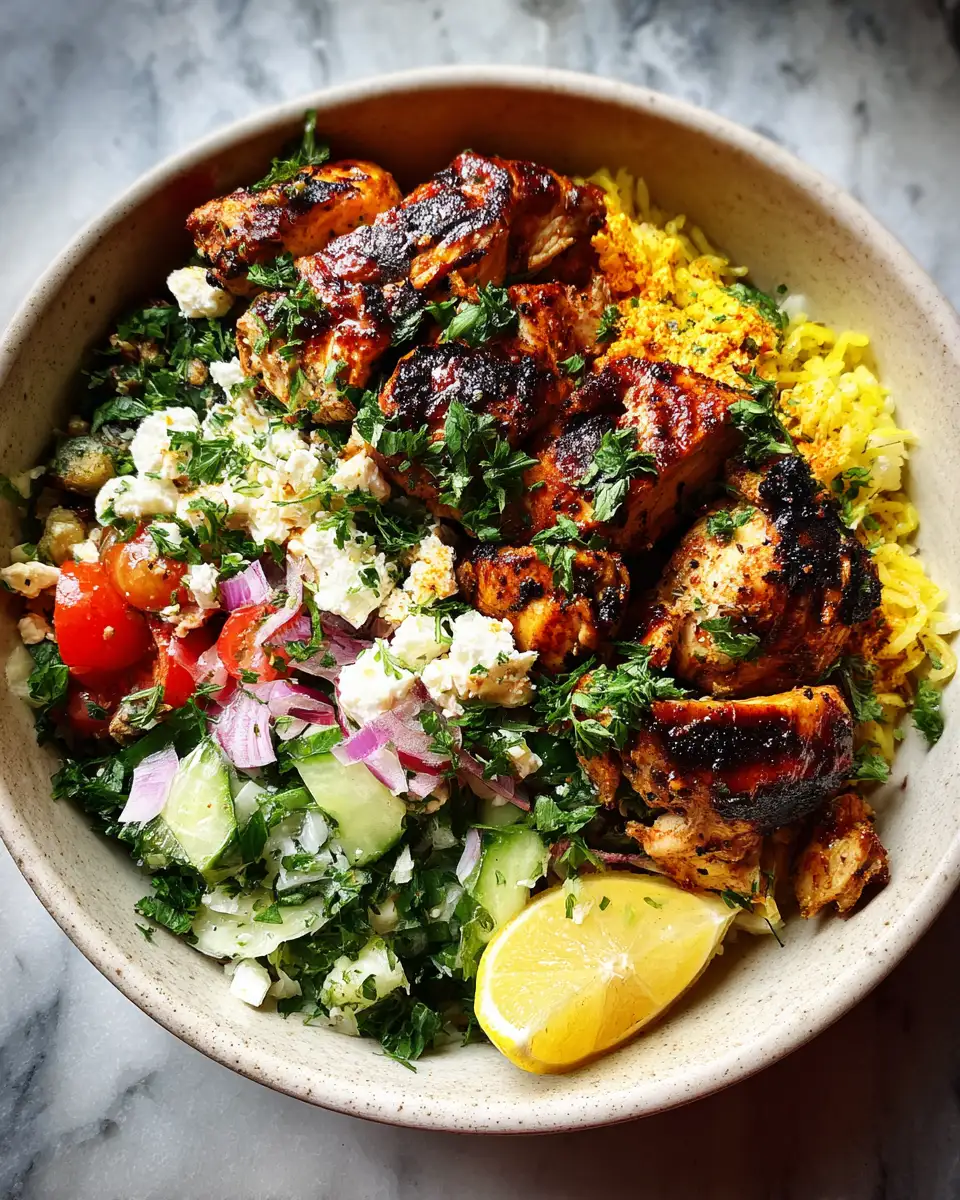 Final dish - Zesty Mediterranean Lemon Chicken Bowl Delight