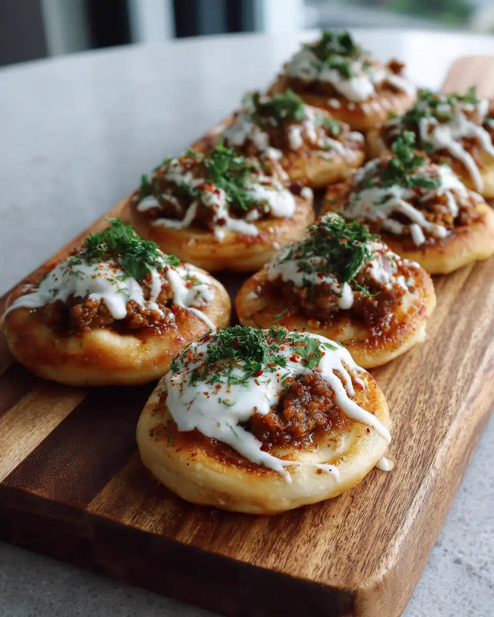 Mini Lahmacun Bites with Yogurt Drizzle: A Flavorful Middle Eastern Delight - Featured Image