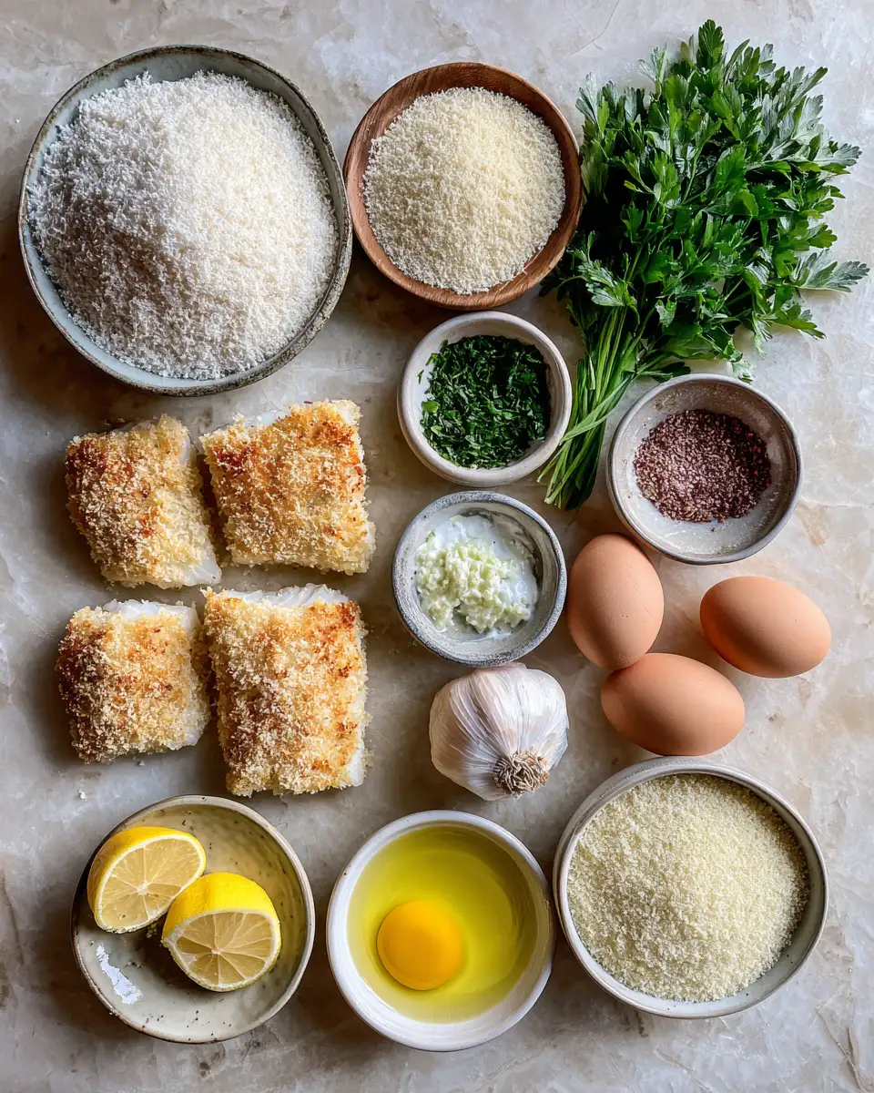 Crispy Delight: Parmesan Crusted Cod Fillets That Wow 4 Ingredients for Crispy Delight: Parmesan Crusted Cod Fillets That Wow
