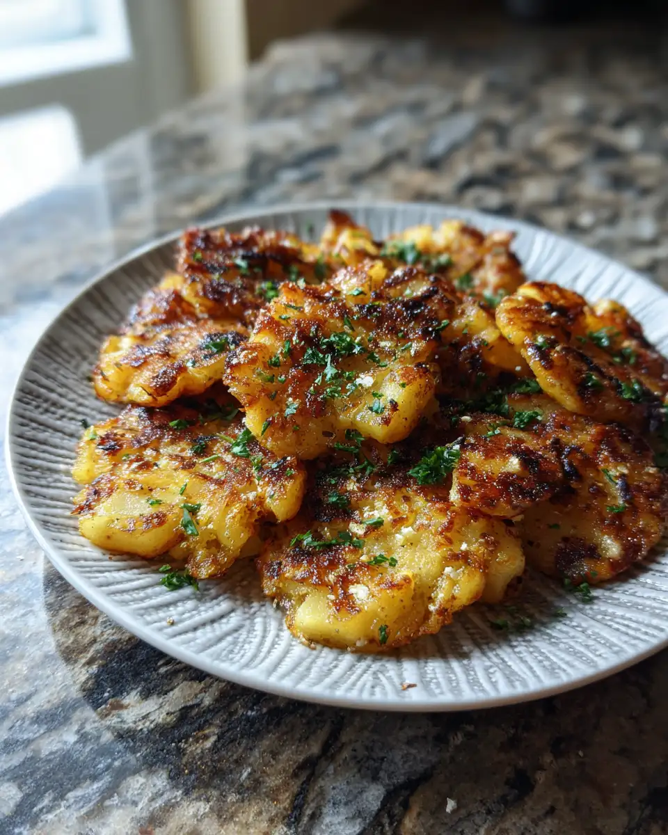 Final dish - Heavenly Parmesan Garlic Smashed Potatoes for Irresistible Flavor